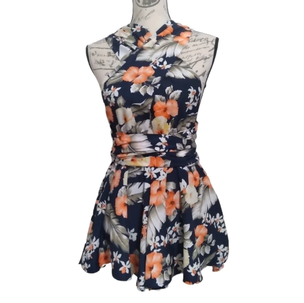 NWOT Tropical Floral Print Wrap Around Romper